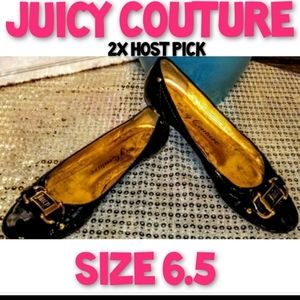Juicy Couture Flats Shoe Size 6.5 Patent Leather Logo Buckle EUC